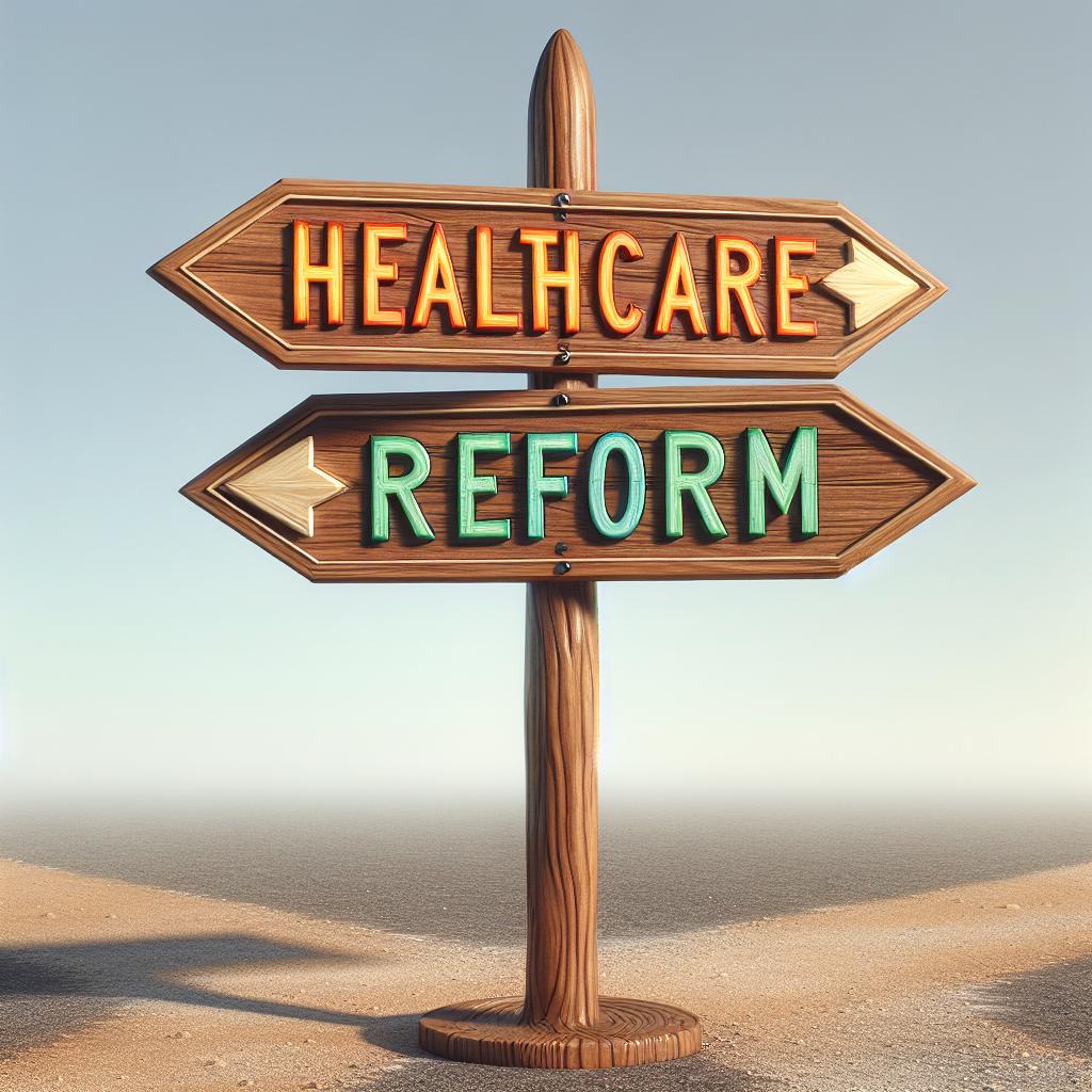 Healthcare reform crossroad sign