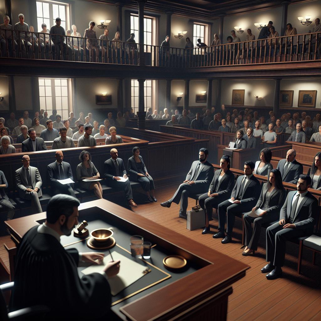 Courtroom sentencing scene.
