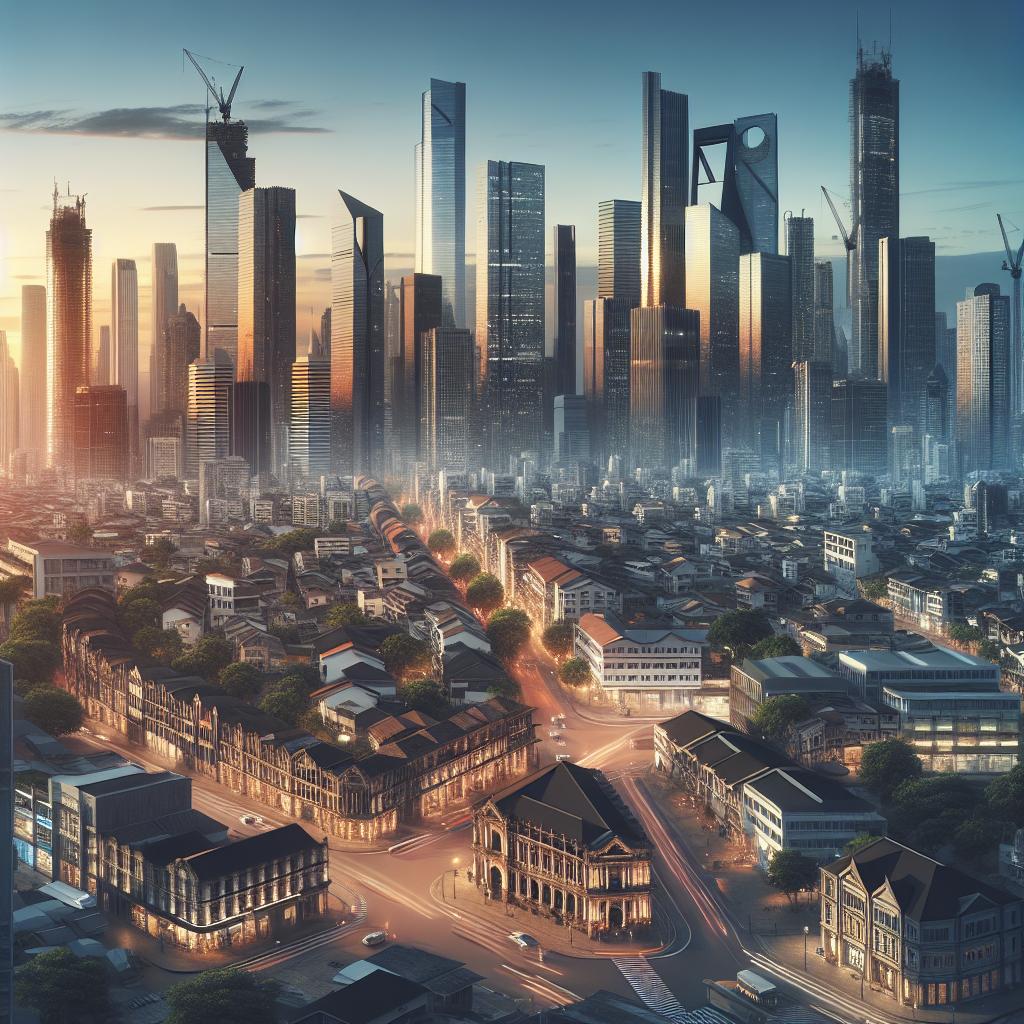 "City skyline transformation illustration"