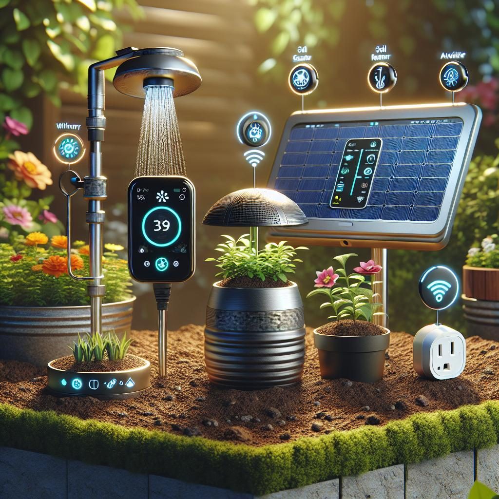 Smart garden tech devices.