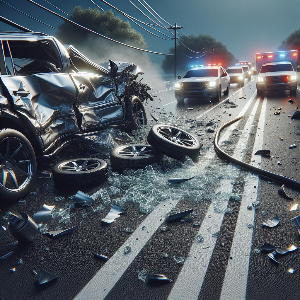 Car crash aftermath scene.