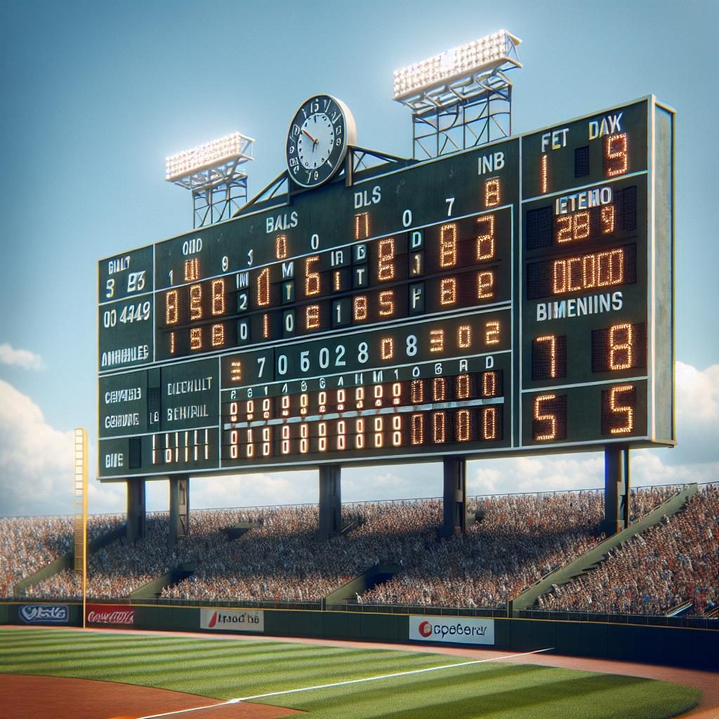 Baseball field scoreboard.