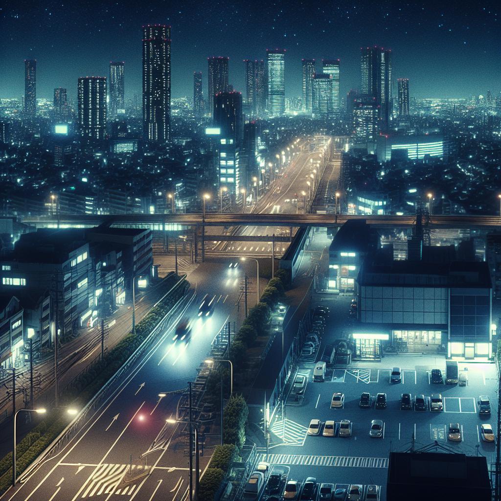 Nighttime City Surveillance Footage