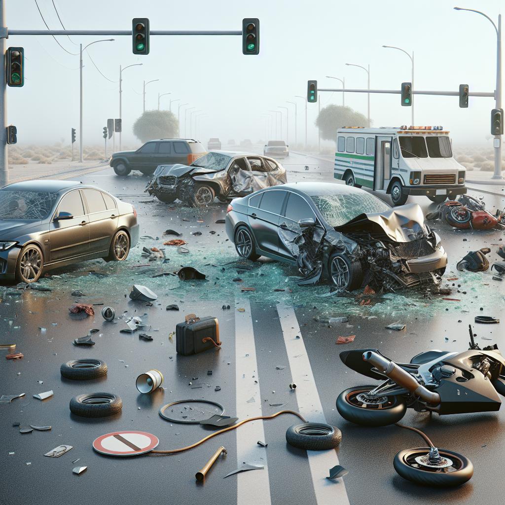 Traffic incident aftermath scene