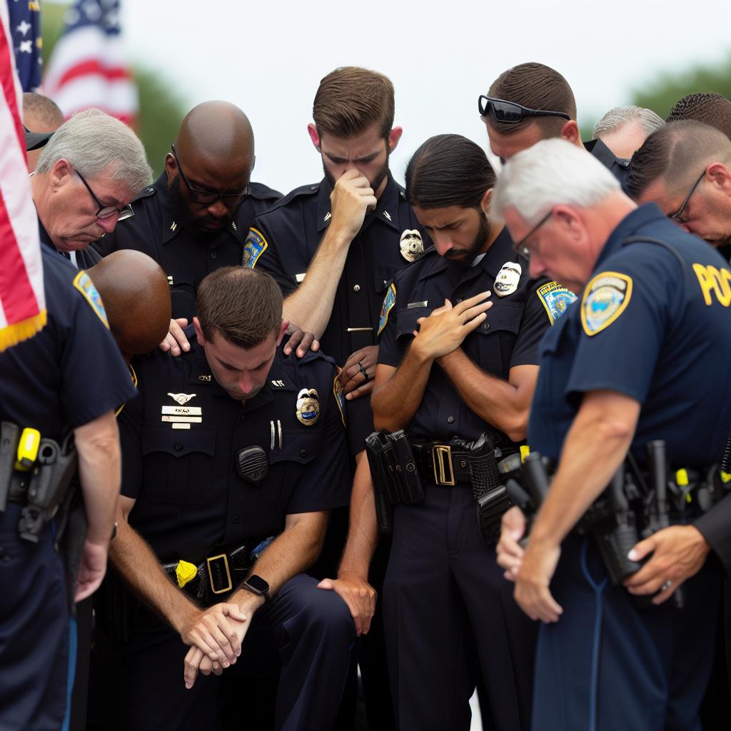 Law enforcement mourning scene.