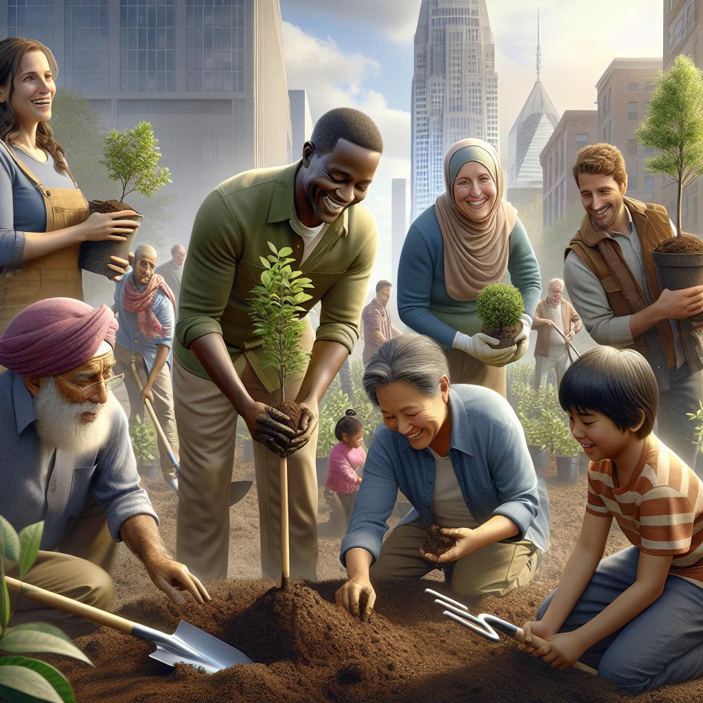 "Spartanburg residents planting trees."