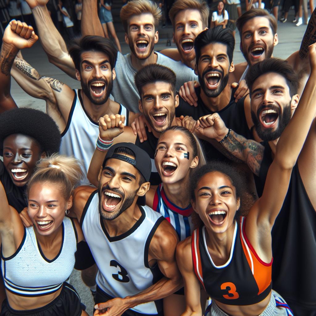 Team celebrating game-winning point.