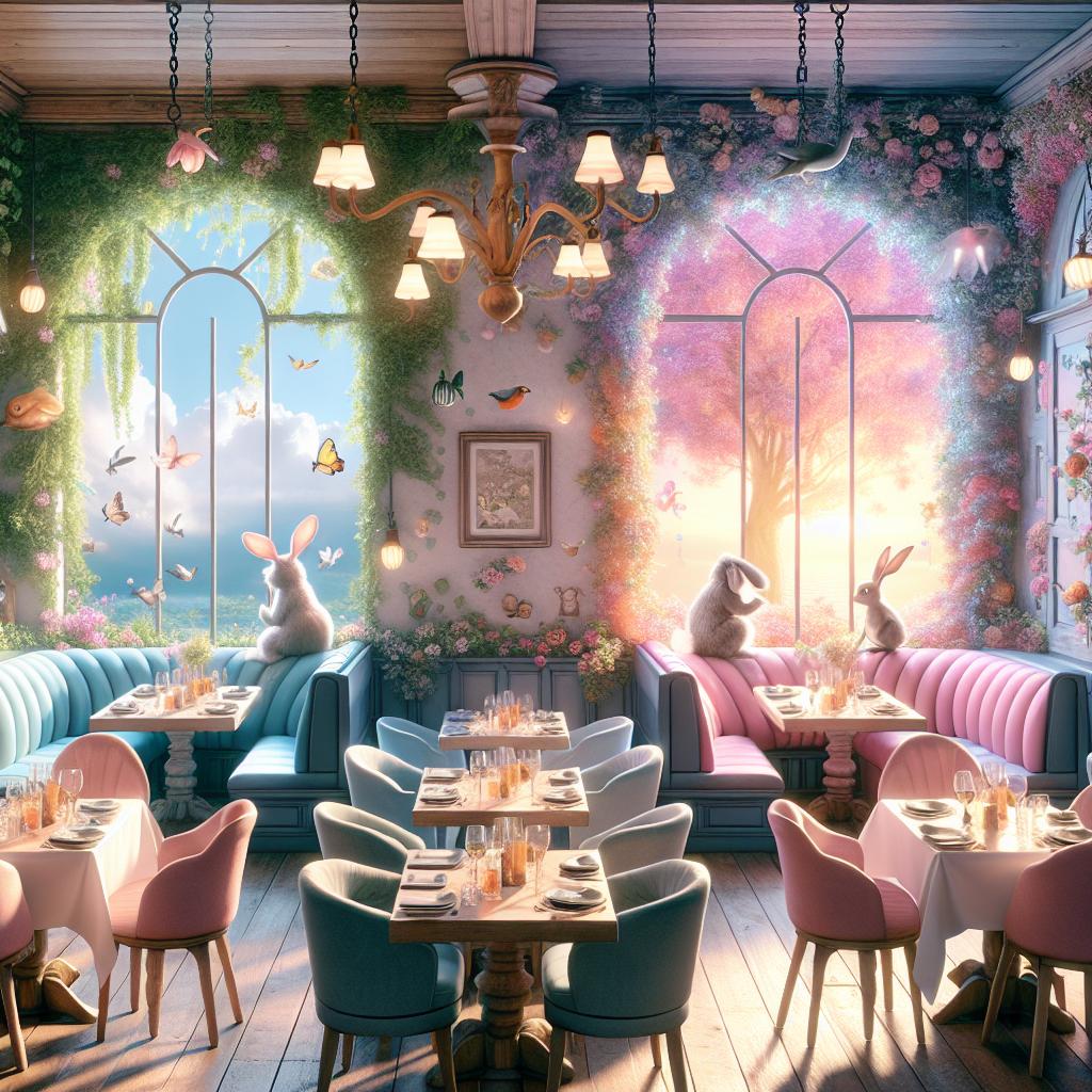 Whimsical restaurant transformation concept.