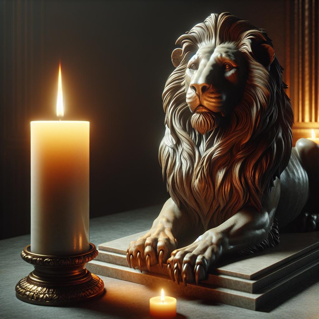 lion tribute memorial candle
