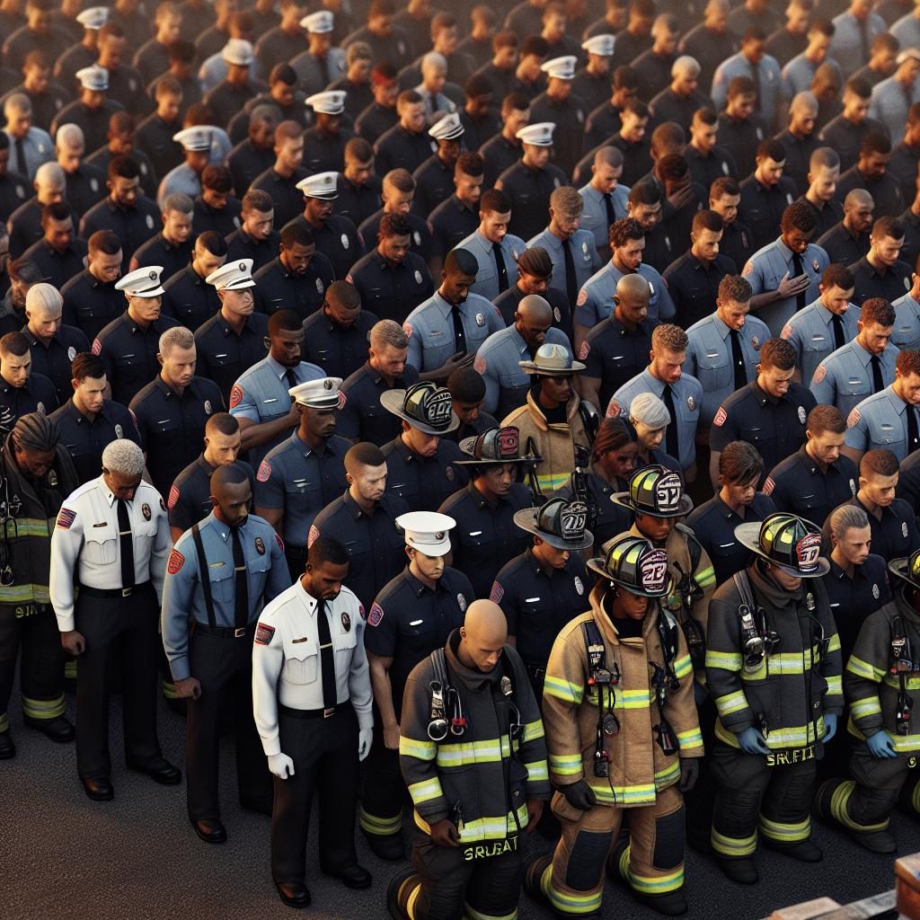Firefighters honoring fallen hero