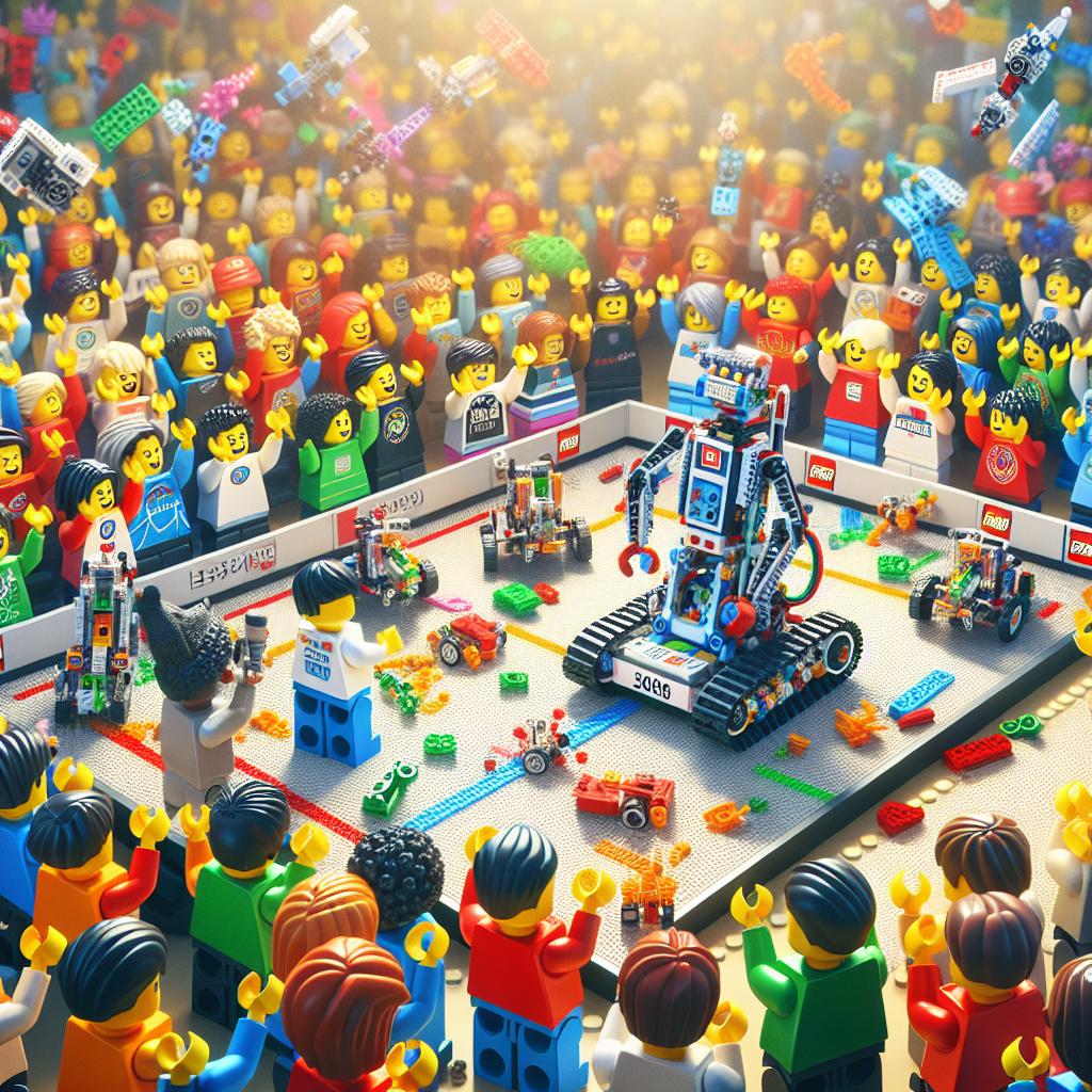 LEGO robotics competition celebration.
