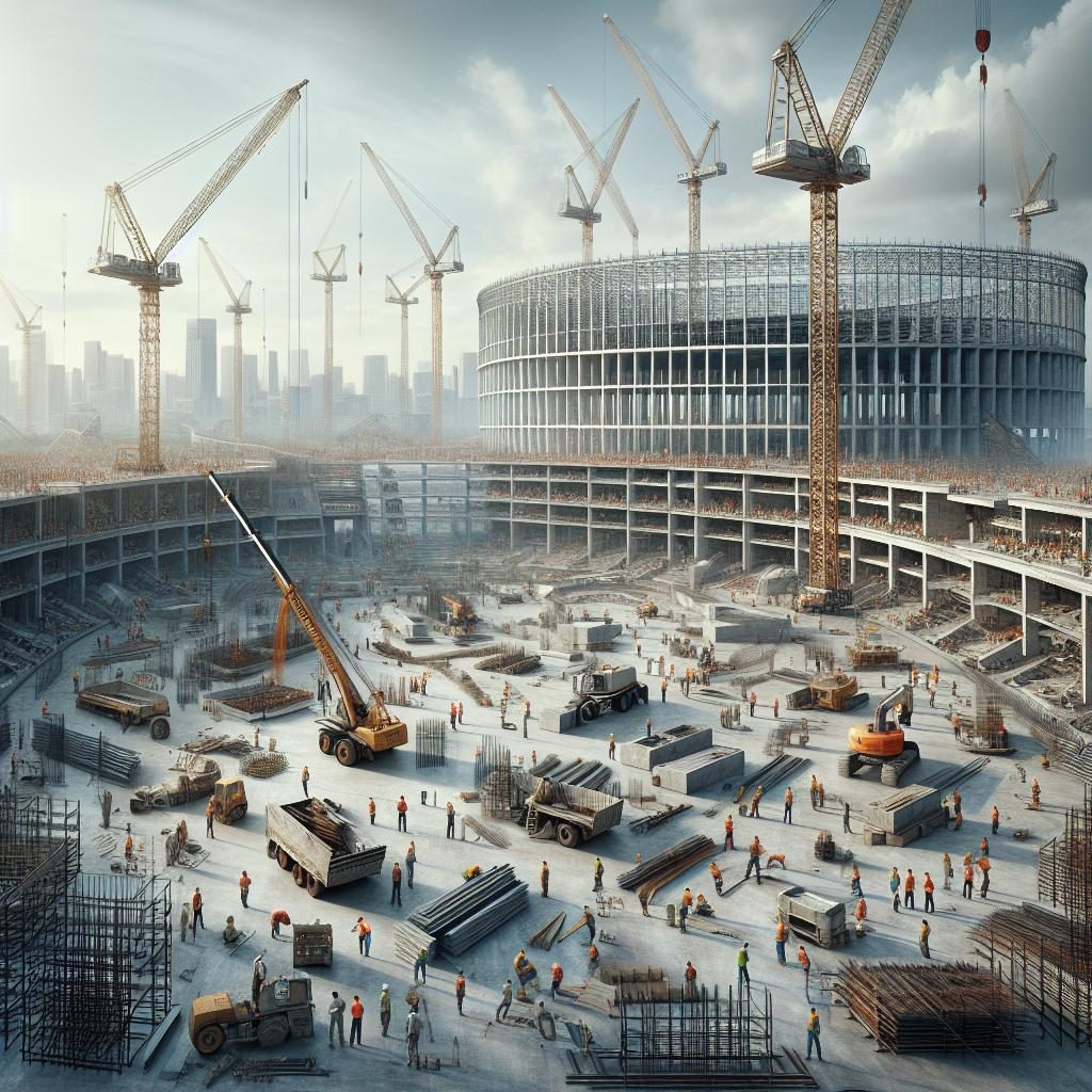 "Construction of modern sports arena"