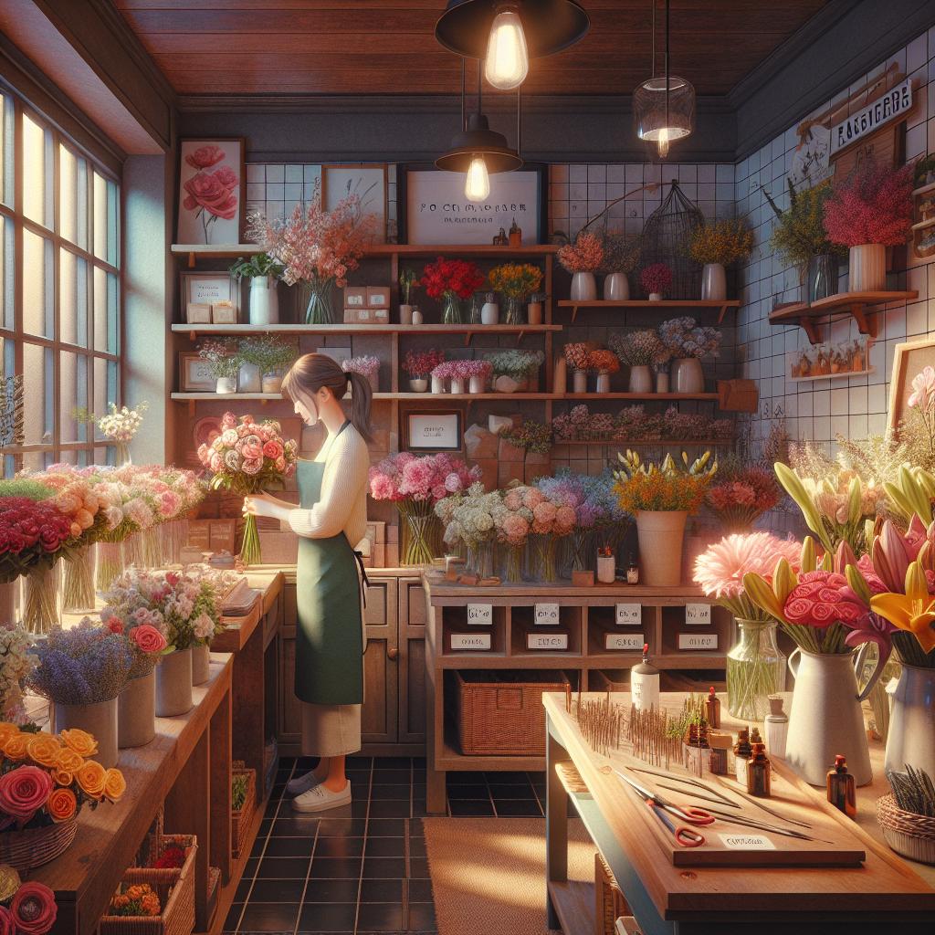 Colorful flower shop interior.