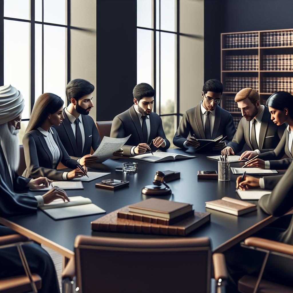 Legal team meeting illustration.