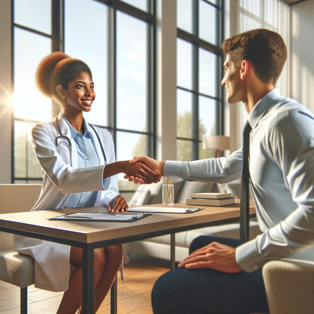 Local professionals shaking hands.