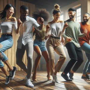 Group of friends dancing.