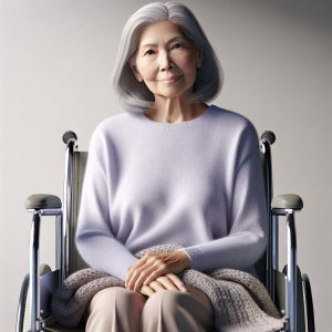 Elderly person in wheelchair