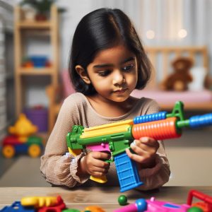 Child Finding Gun Toy