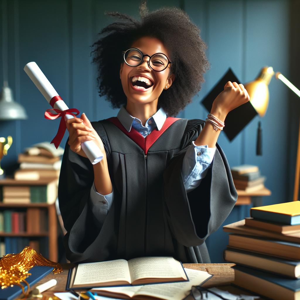 Academic achievement celebration portrait.