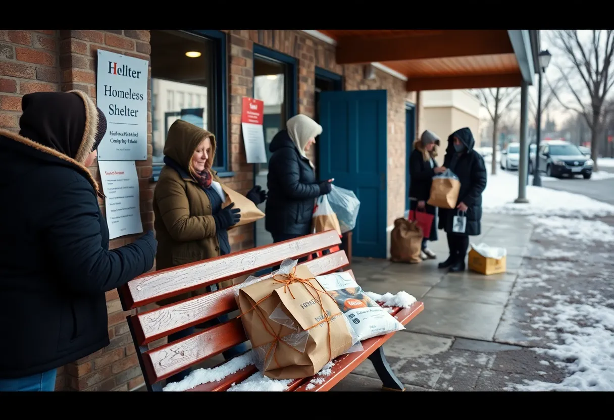 Community gathering for homelessness awareness in cold weather