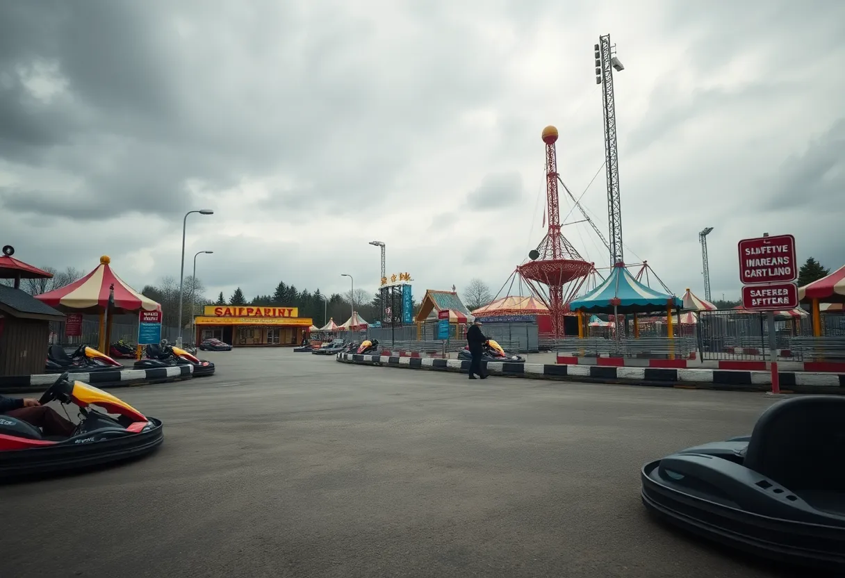 Amusement park scene reflecting tragedy