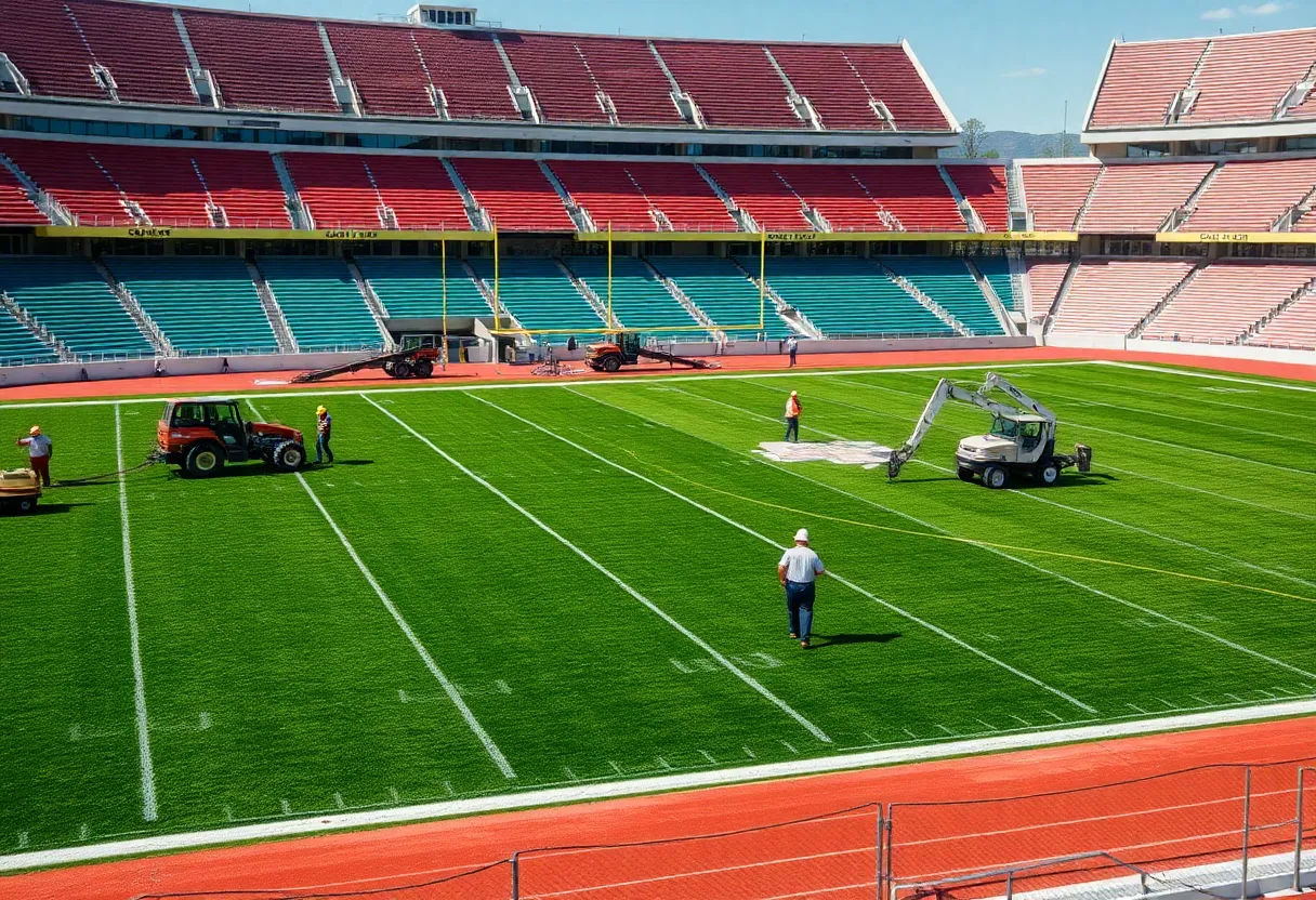 Construction of artificial turf field at Greenville high school