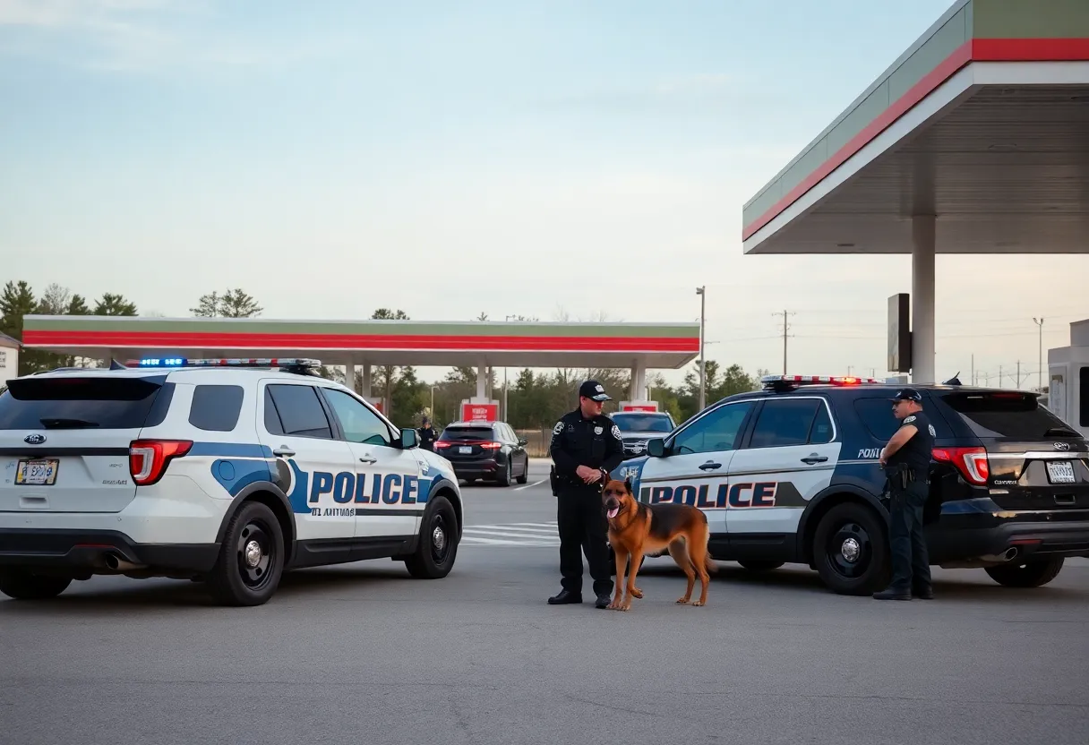 Police response at Greenville gas station after robbery