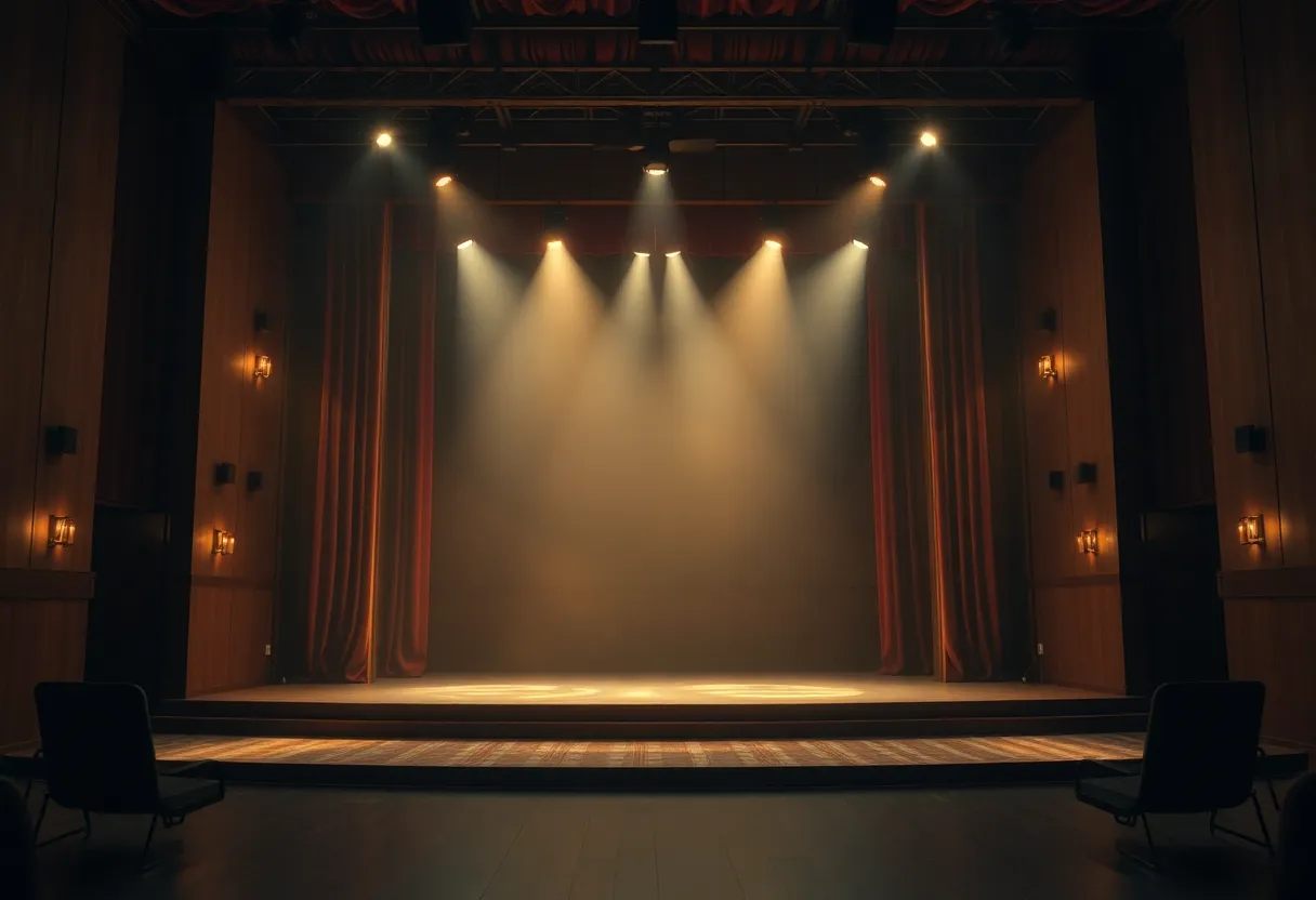 Stage setup for the play 'Tuesdays with Morrie' at Greenville Theatre