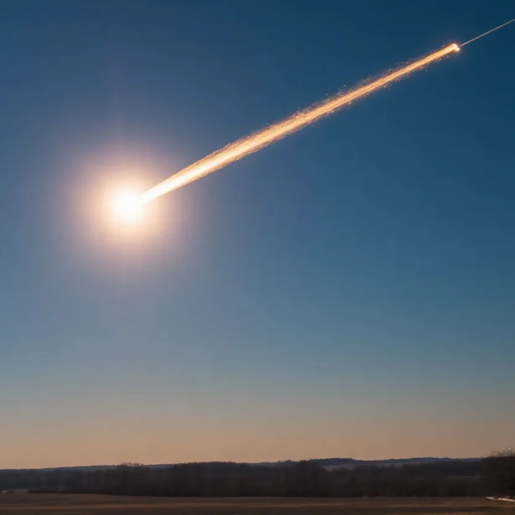 A meteor fireball brightening the skies of the southeastern United States.