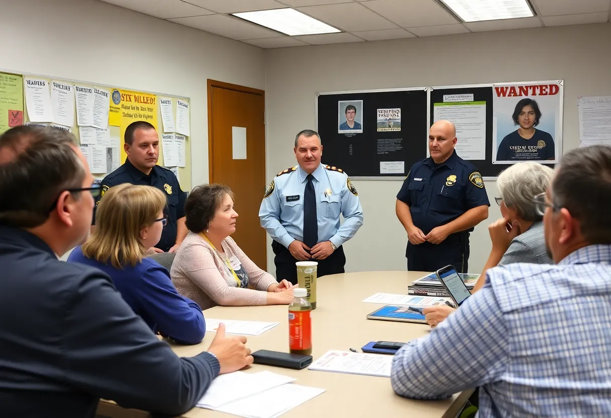 A community meeting on public safety with law enforcement representatives.