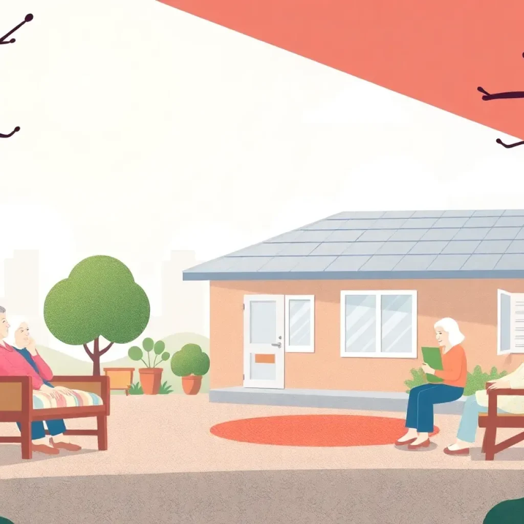 Illustration representing safety in a memory care facility.