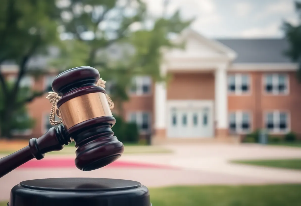 Police badge and gavel representing justice in a school context