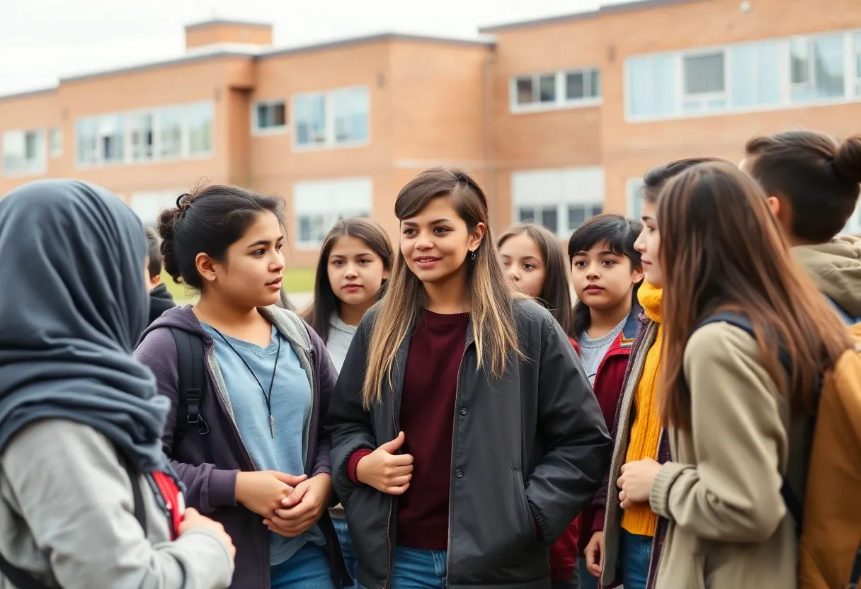 Community members discussing school safety
