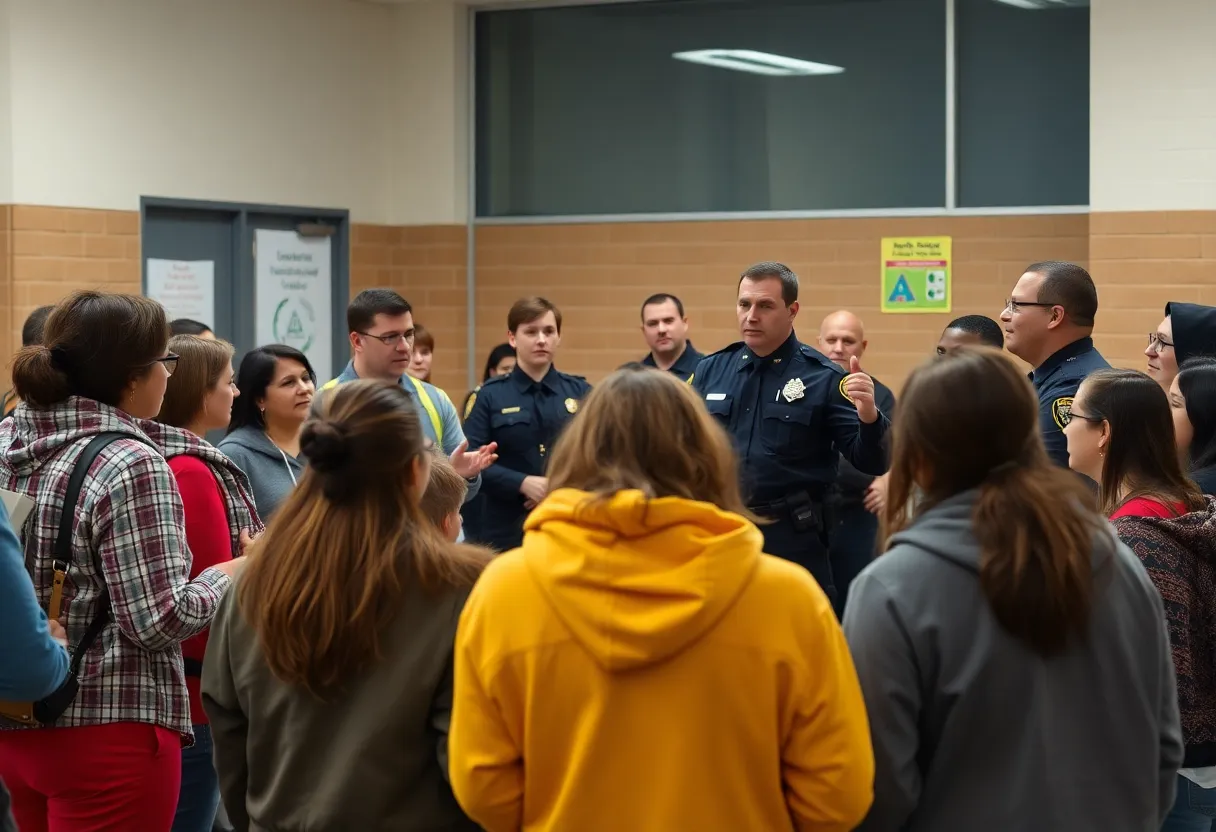 Parents and police discussing student safety