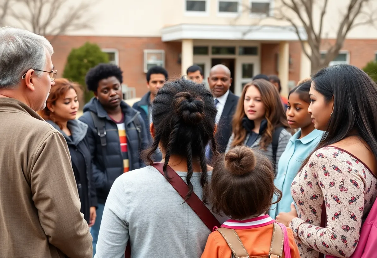 Community gathering discussing student safety concerns