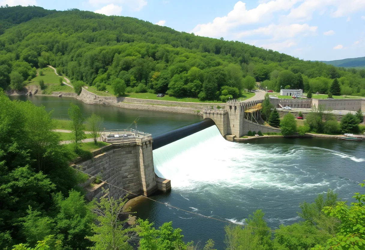 View of the newly constructed Conestee Dam in Greenville, SC