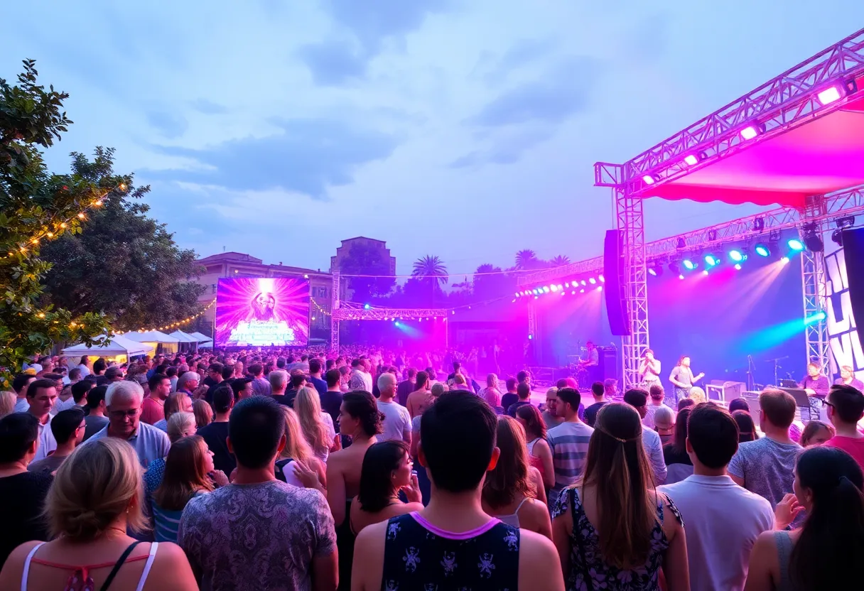 Crowd enjoying a summer concert in Greenville.