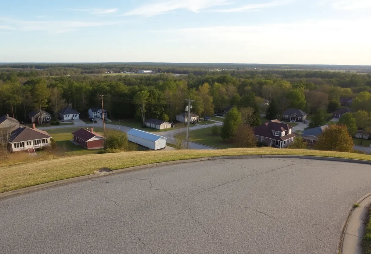 Landscape of Greenwood County, South Carolina showing residential areas