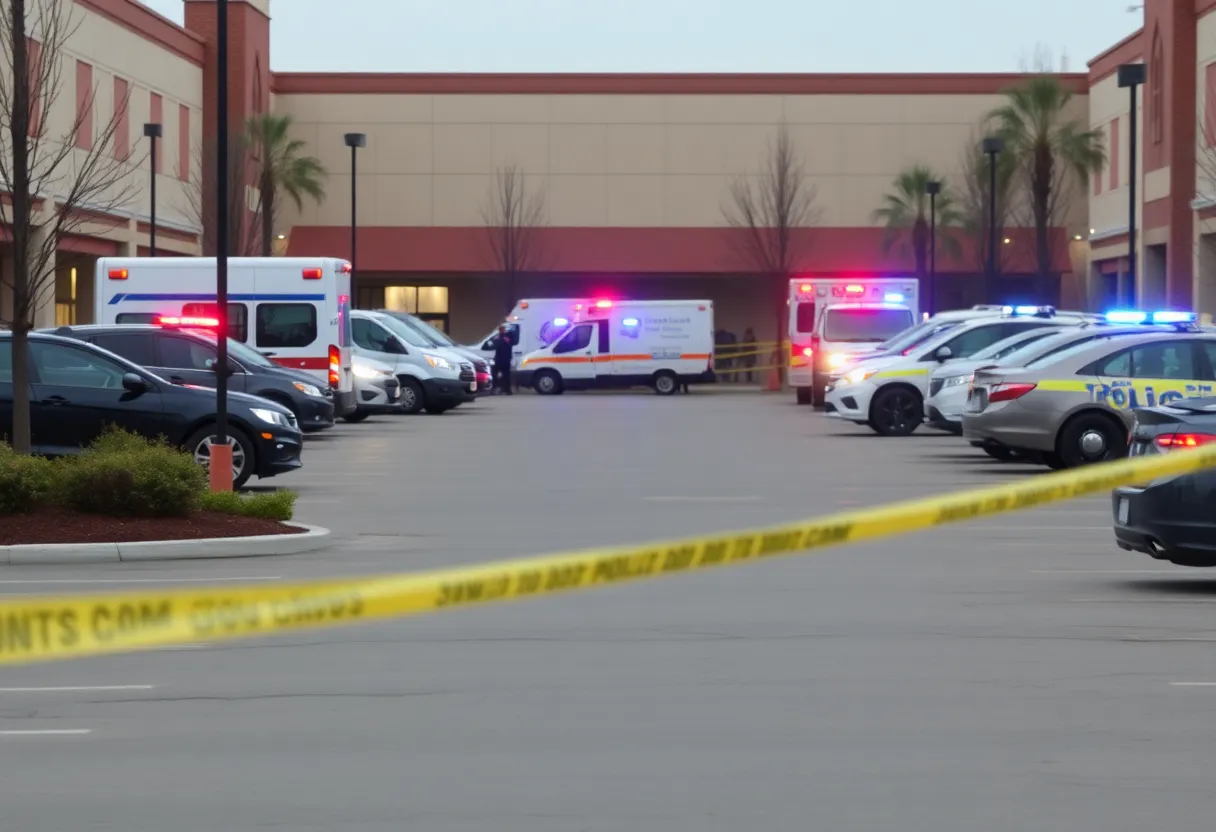 Scene of a police investigation at Haywood Mall parking lot