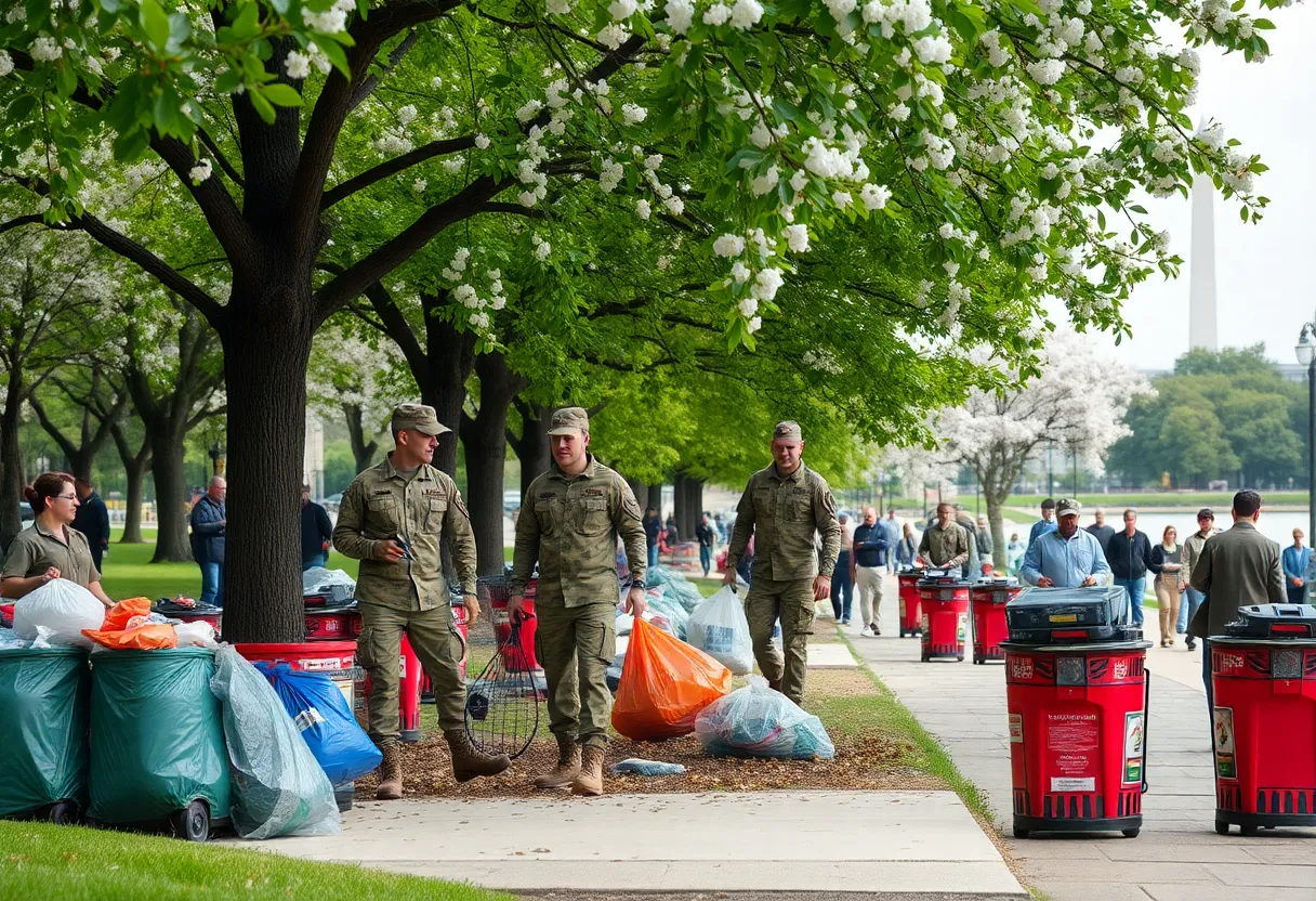 National Guard troops engaged in beautification duties in Washington D.C.