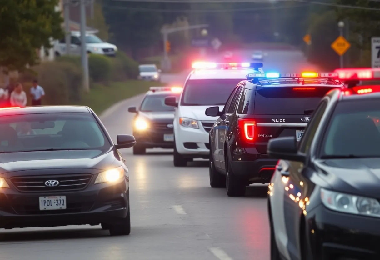 An image showing police vehicles involved in a chase in Spartanburg County.
