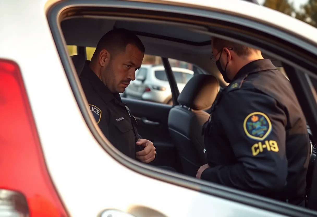 Police officer conducting a drug search during an arrest