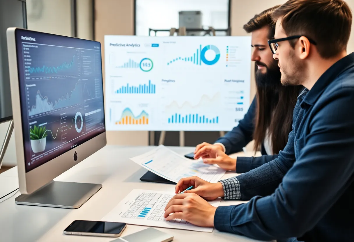 Marketing team using predictive analytics for decision making