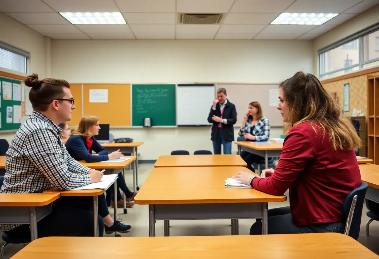 Teachers using the Raptor Alert panic button system in a school setting