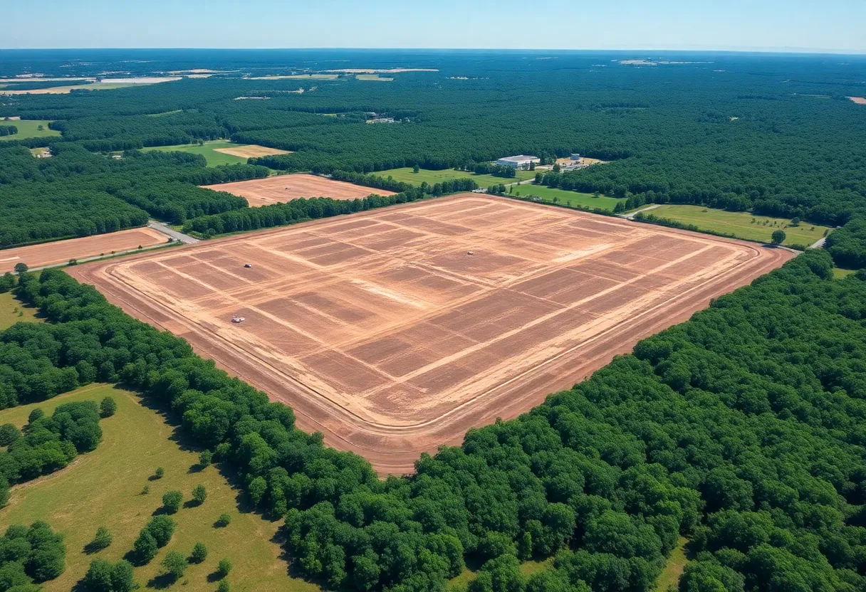Aerial view of undeveloped land in Spartanburg, South Carolina