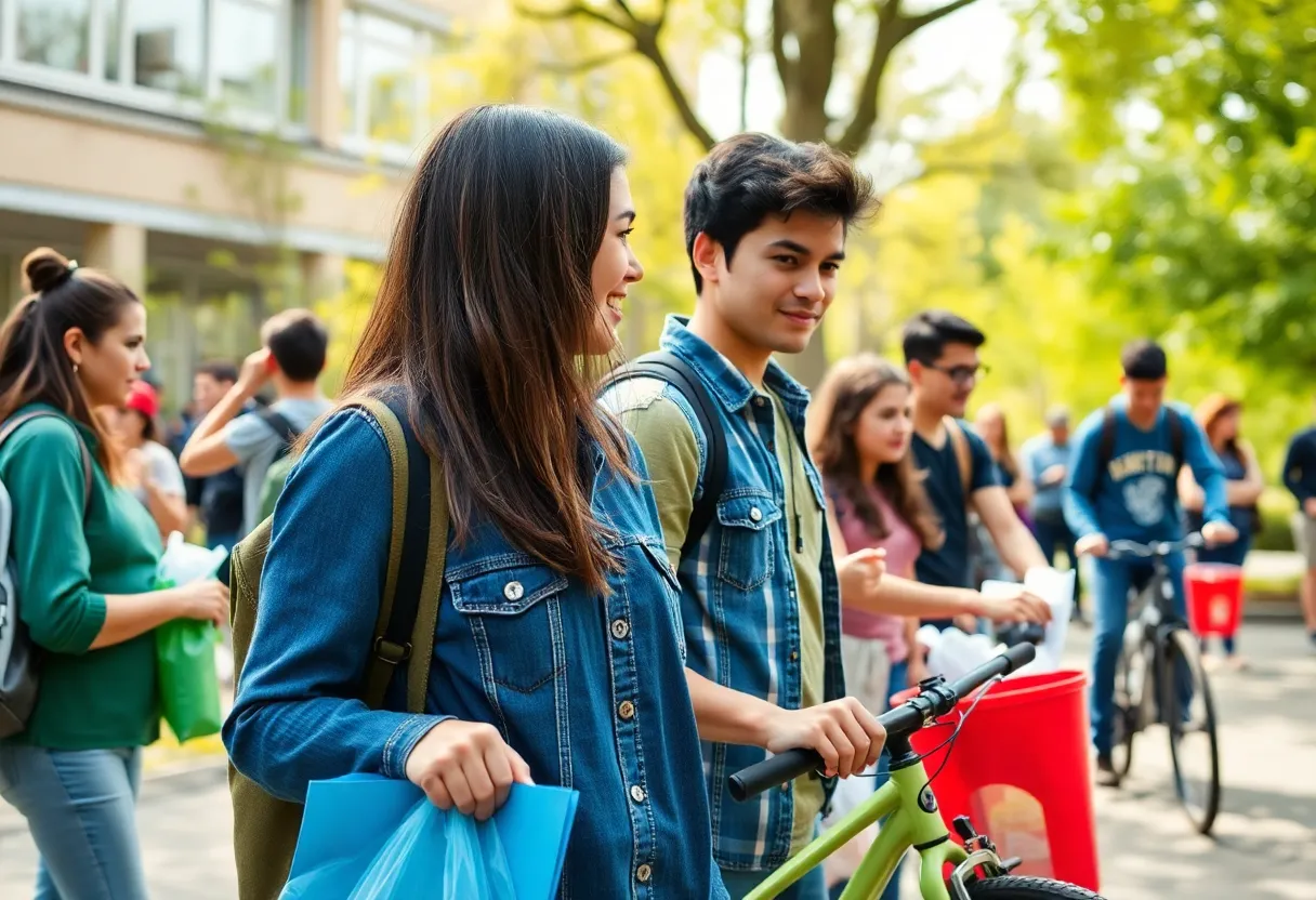 Students engaging in sustainability practices at Furman University