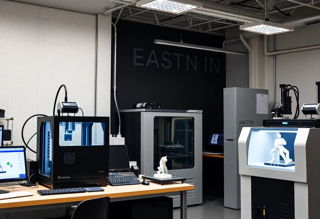 Inside view of TPM's new additive manufacturing lab with advanced 3D printing technology.