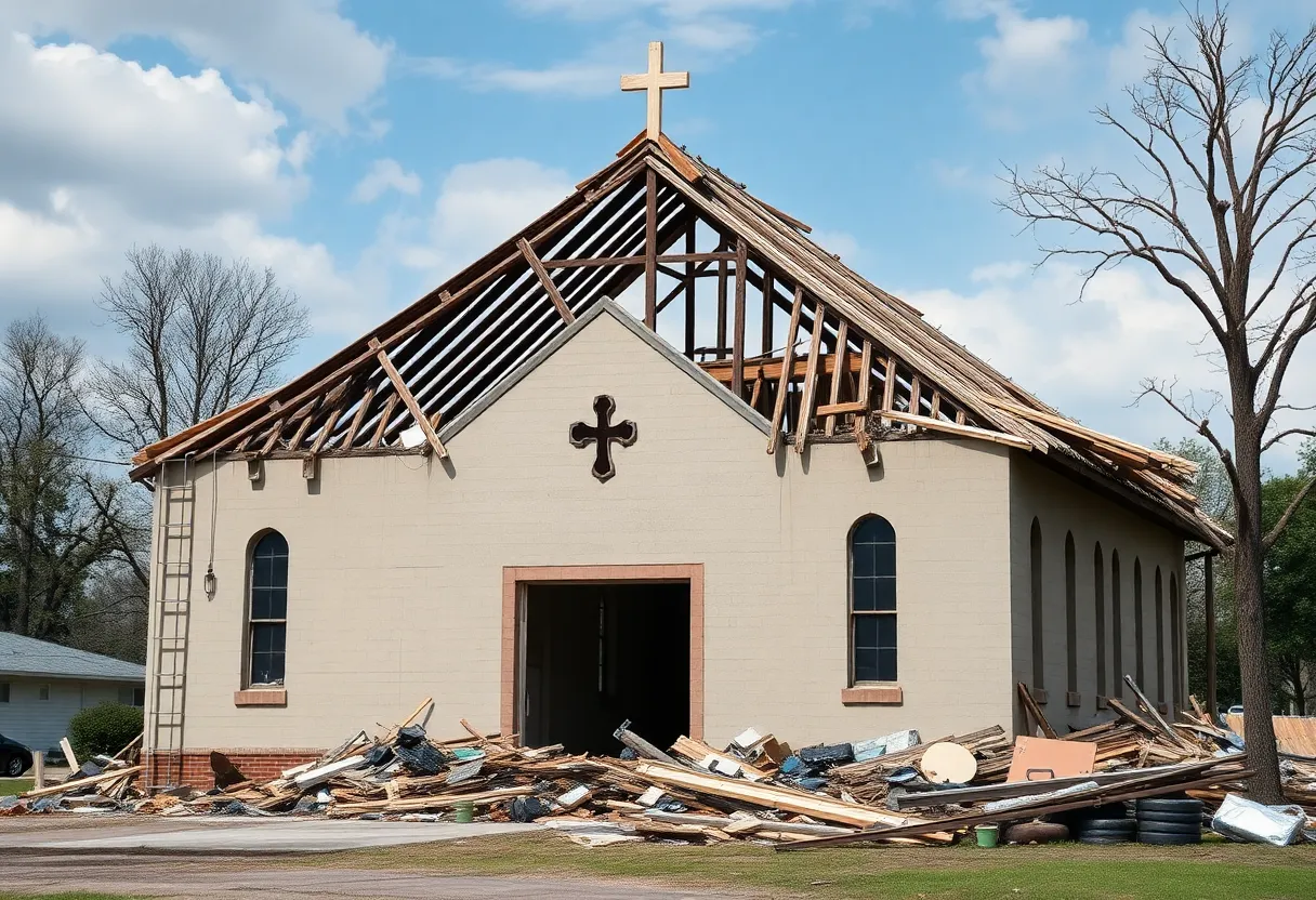Collapsed roof at Upstate Church Haywood