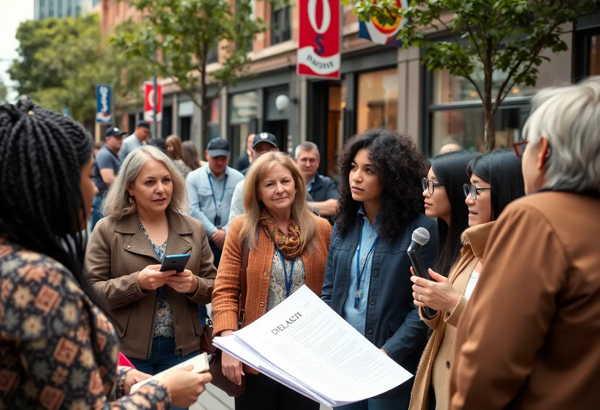 Residents of Greenville engaged in conversation about journalism.