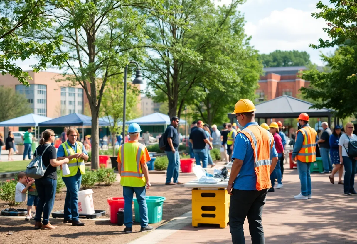 City workers in Greenville Park engaged in community service